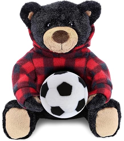 Amazon.com: DolliBu Black Bear Stuffed Animal with Soccer Ball